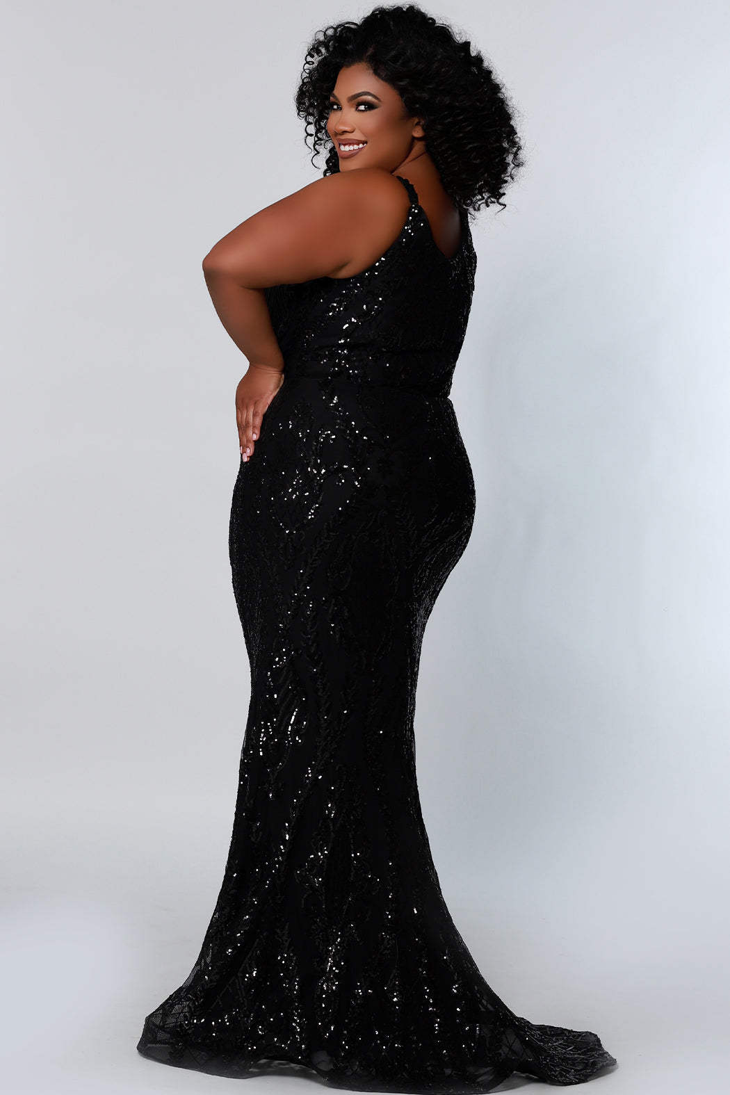 Sydney s Closet SC7332 Long Fitted Sequin Formal Plus Size Prom Dress Evening Gown SC 7332