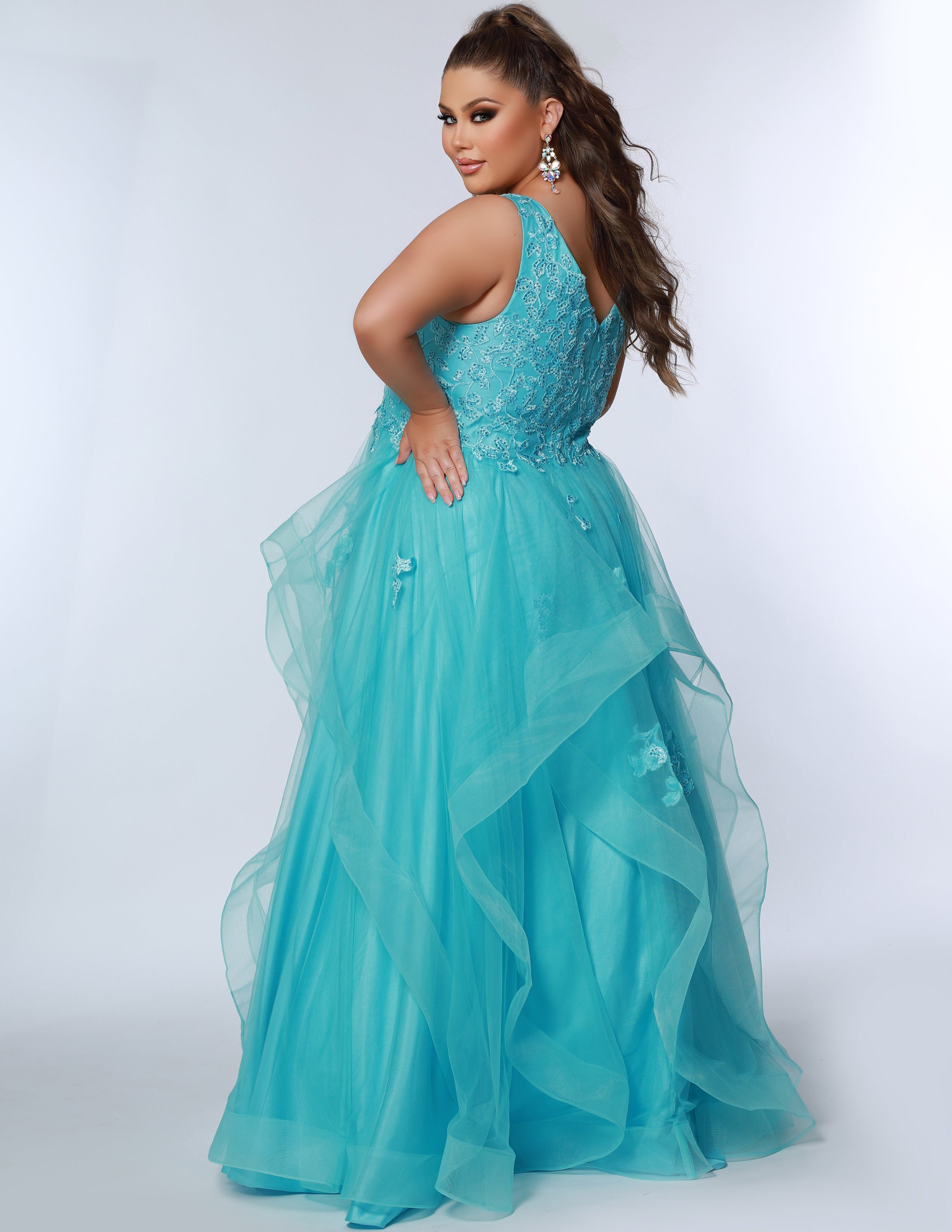 Teal long formal top skirt