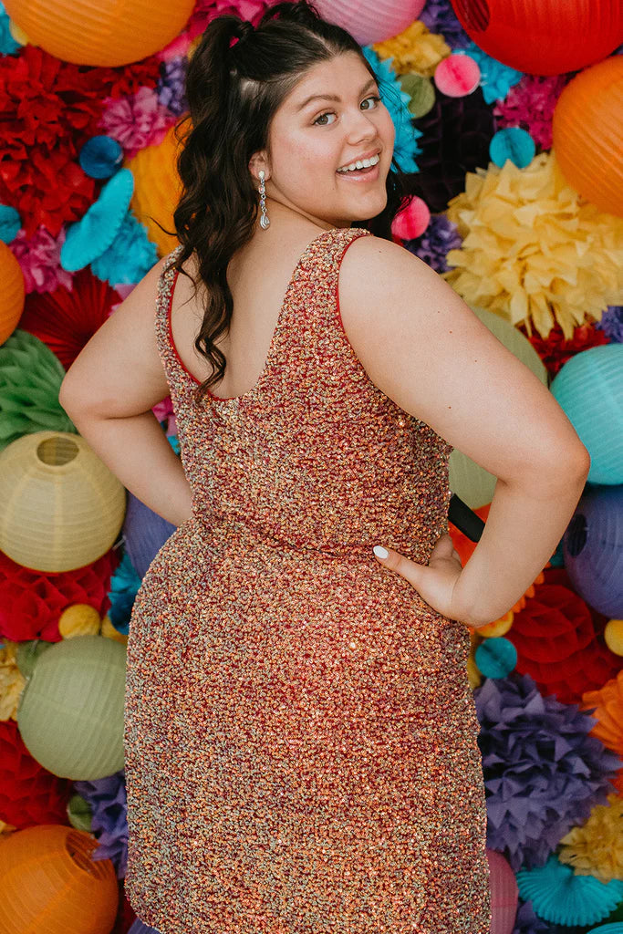 Plus size multi colored sequin clearance dress