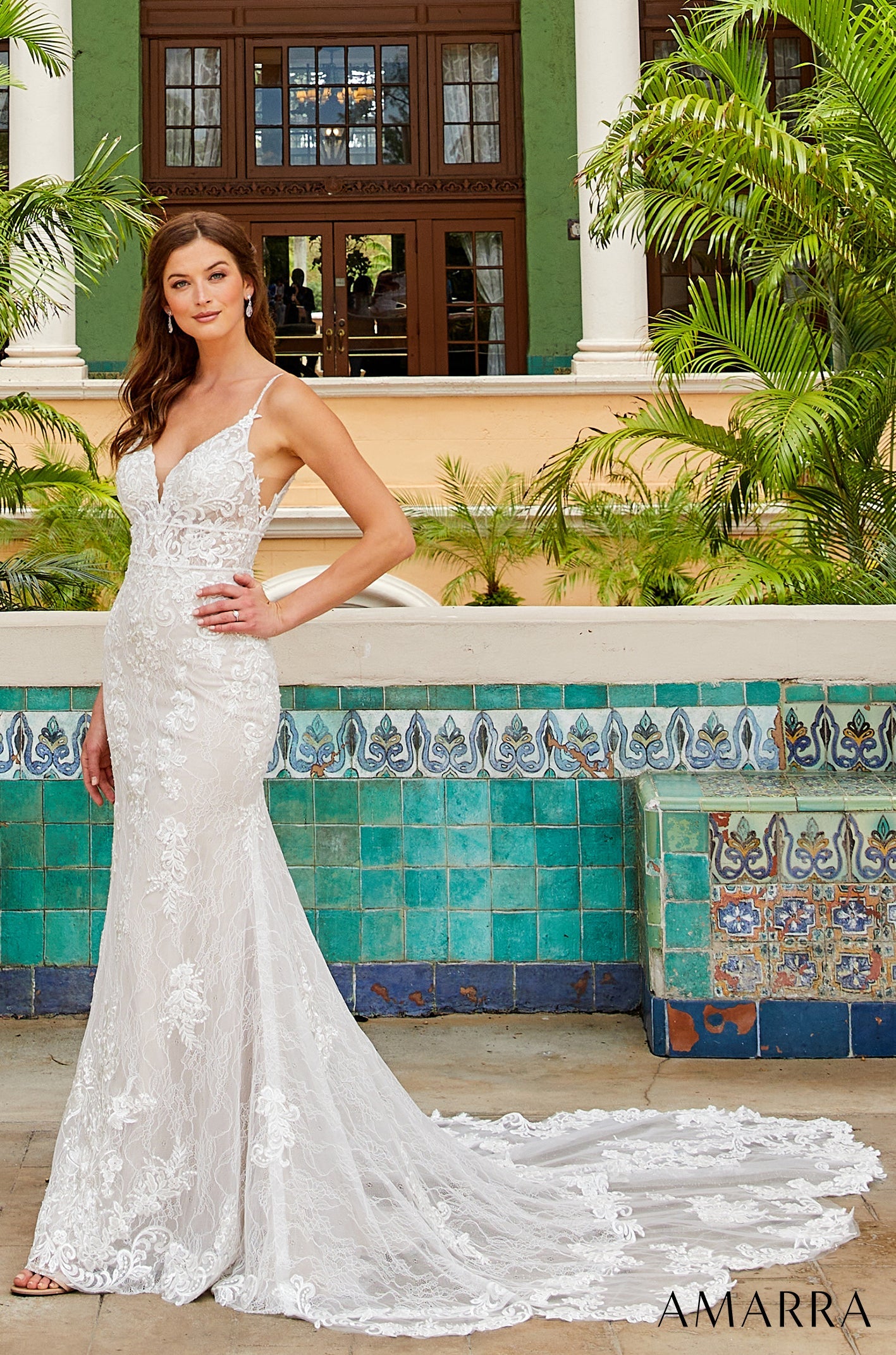 Elegant Lace Bridal Gown with V-Neck