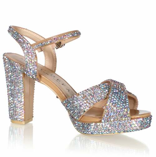 Silver prom cheap shoes block heel