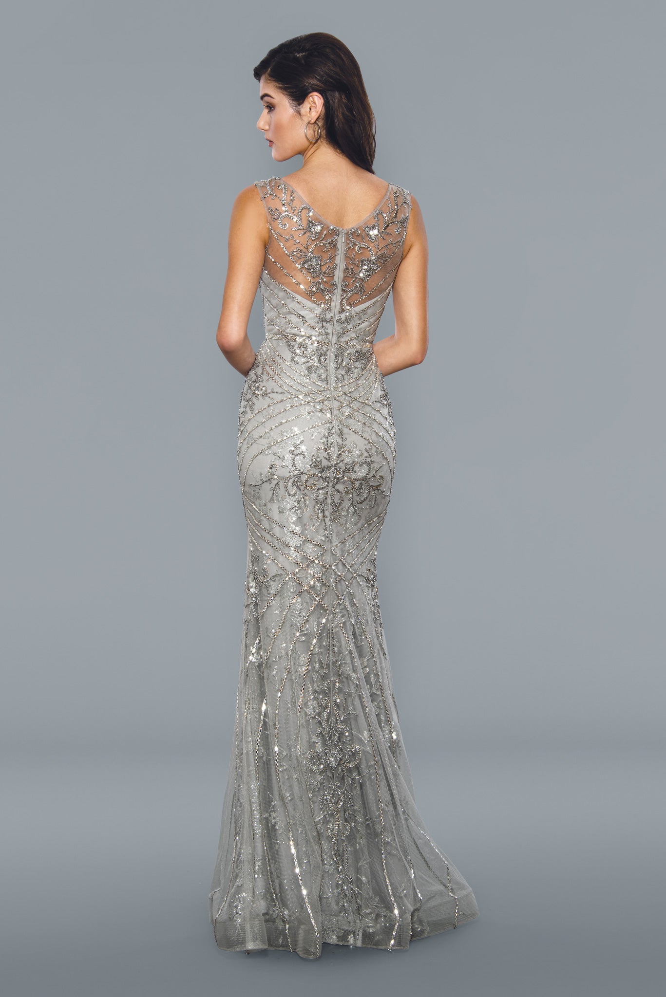 silver beaded mother of the bride dresses