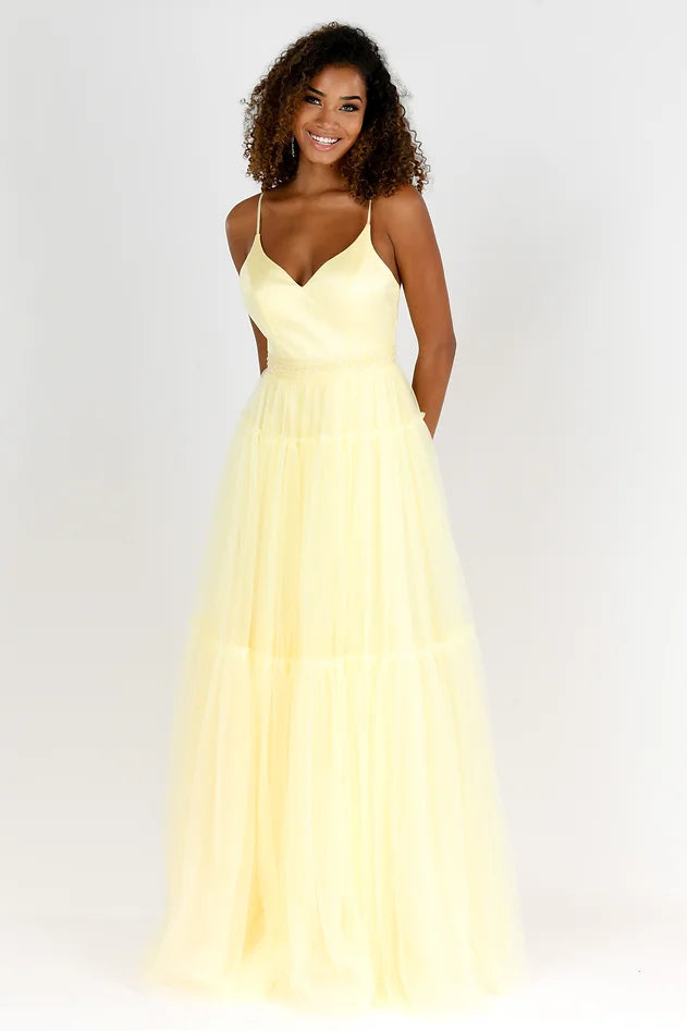 Yellow Flowy Prom Dress