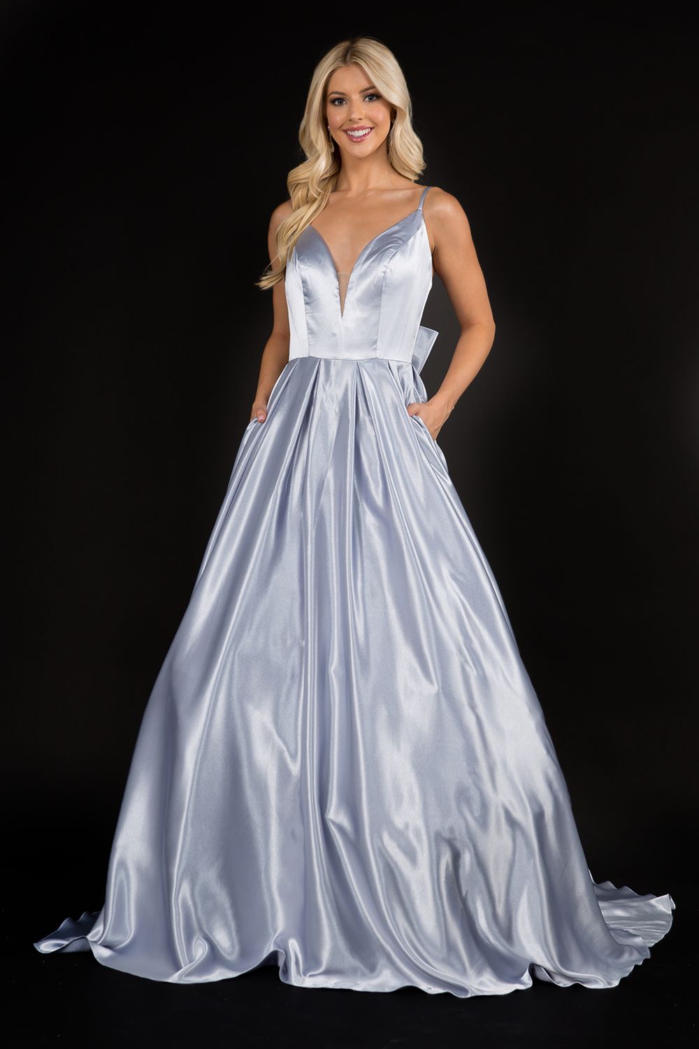 Silver satin outlet wedding dress