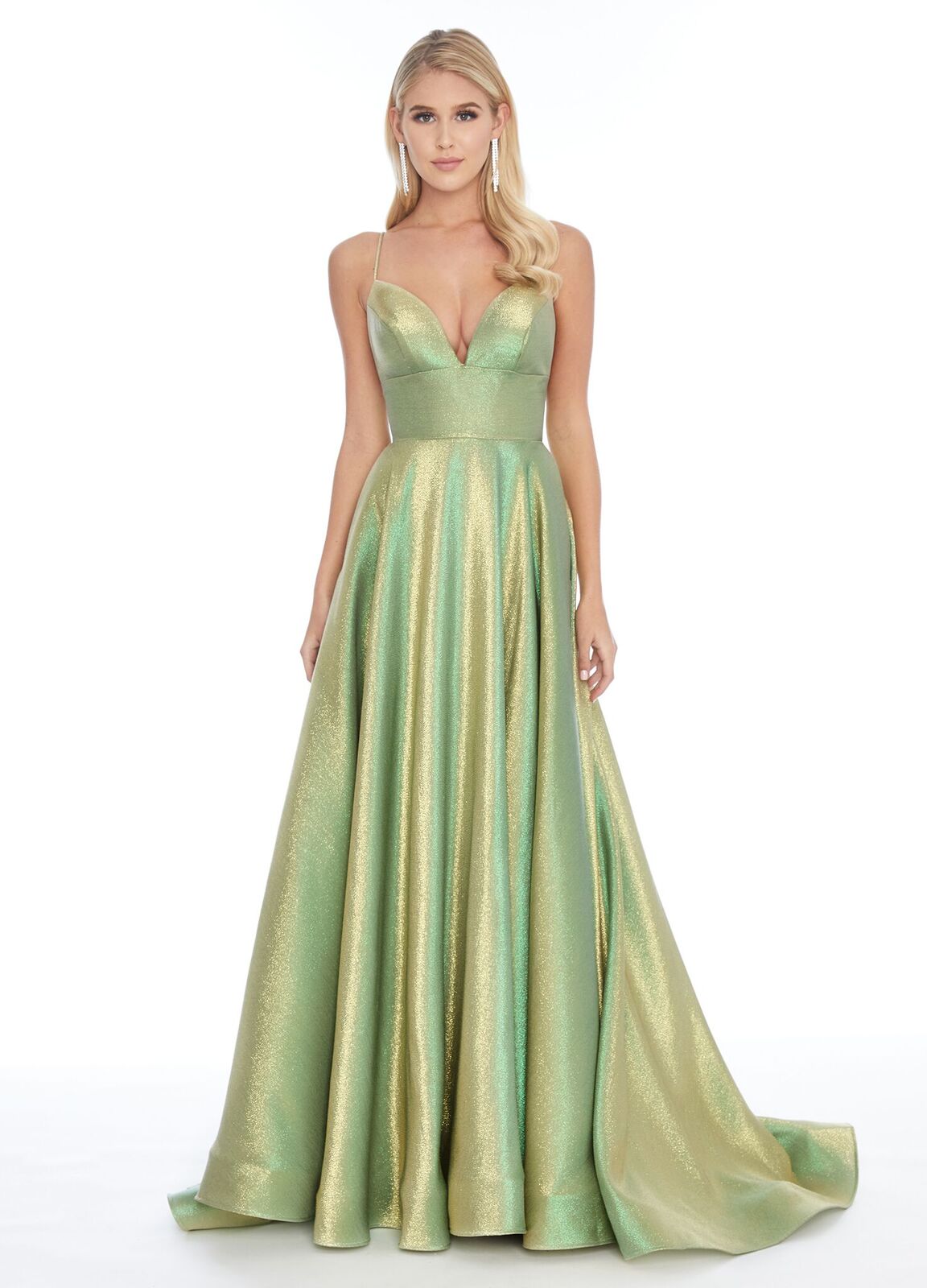 Green metallic 2024 prom dress