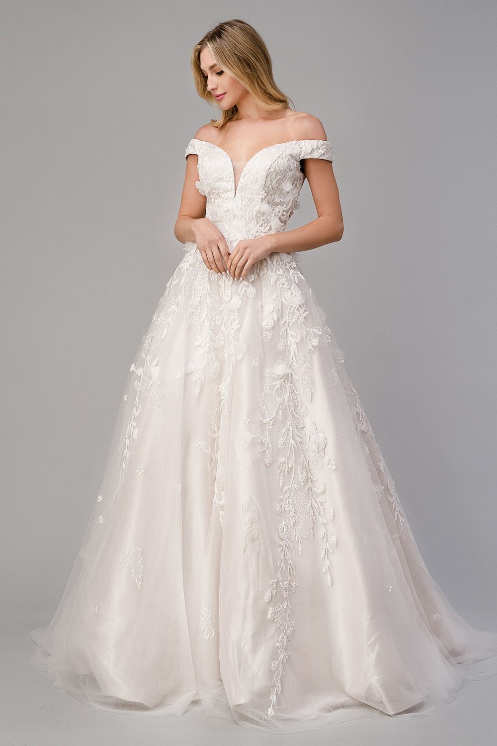 Andrea & Leo Couture PEONY Dress A1027 Long off Shoulder Ballgown Wedding  Dress Bridal Gown