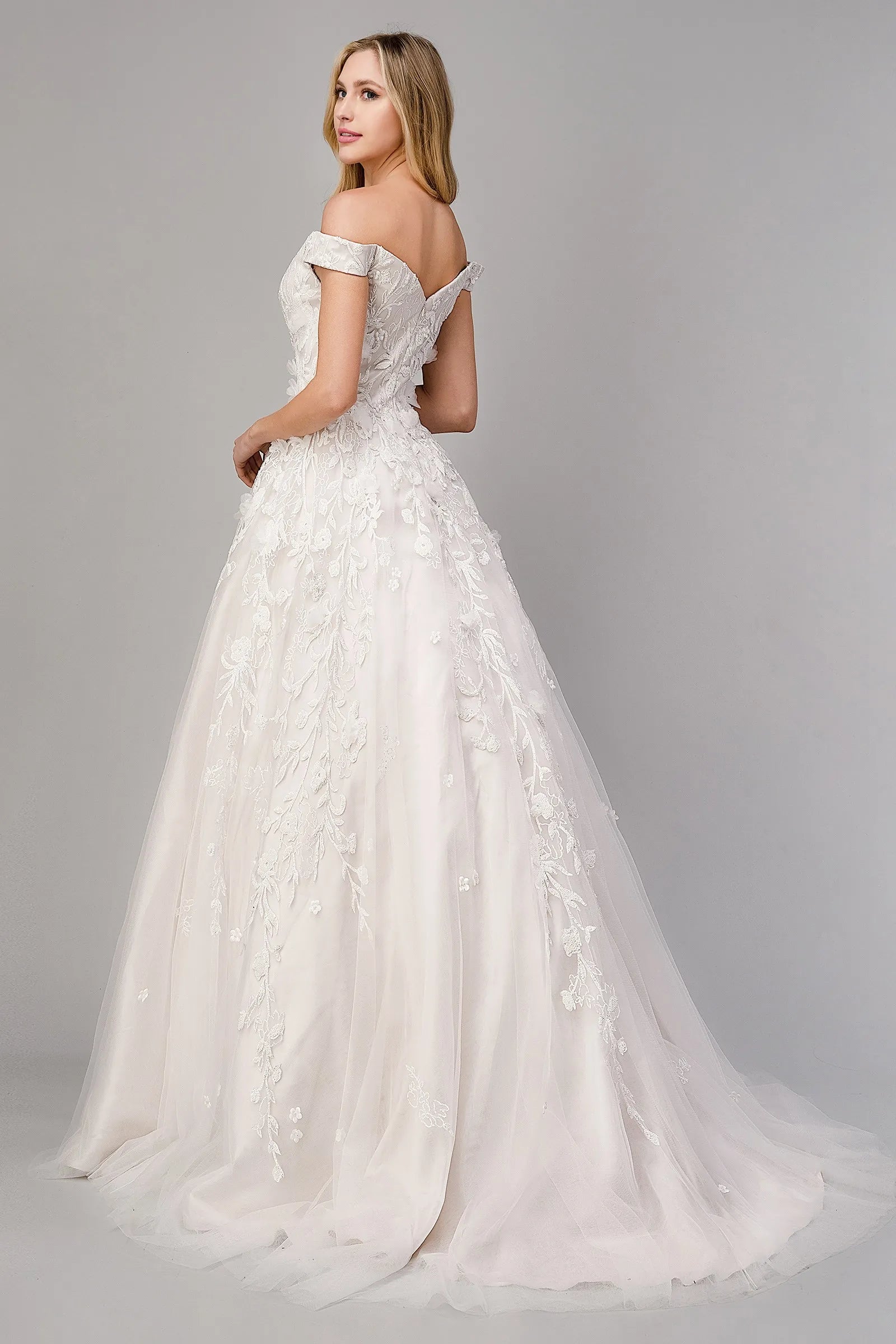 Peony Floral Wedding Dress with Cape Sleeves