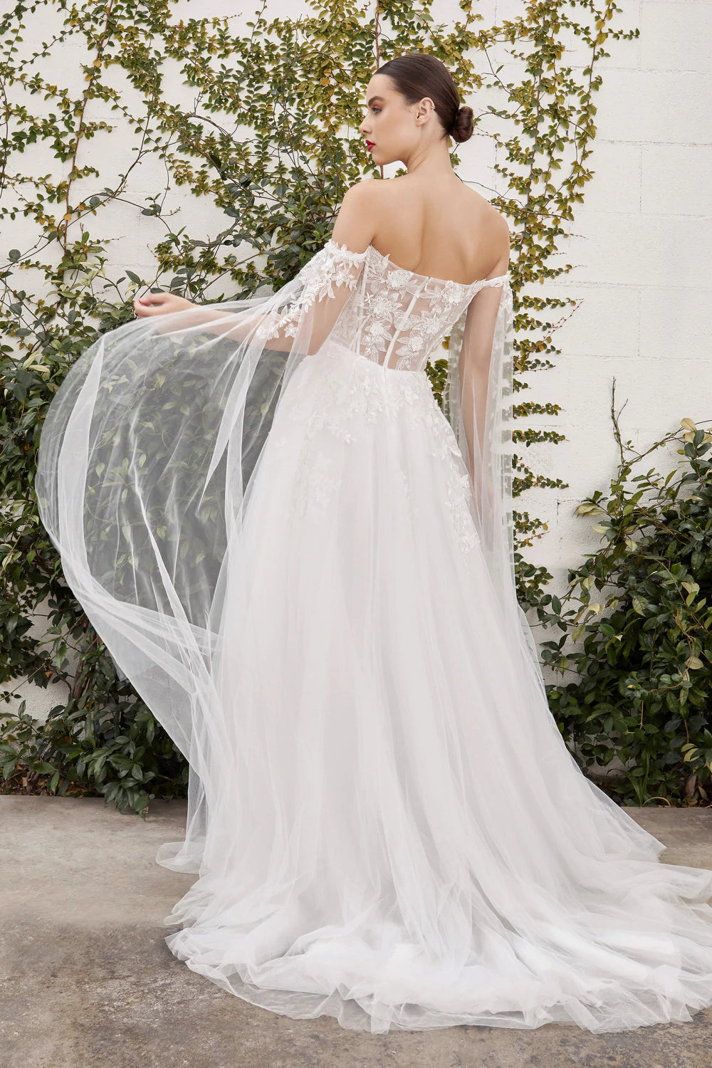 Deep V Neck Wedding Dresses Lace Appliques 3D Flowers Long Sleeves Bridal  Gowns 