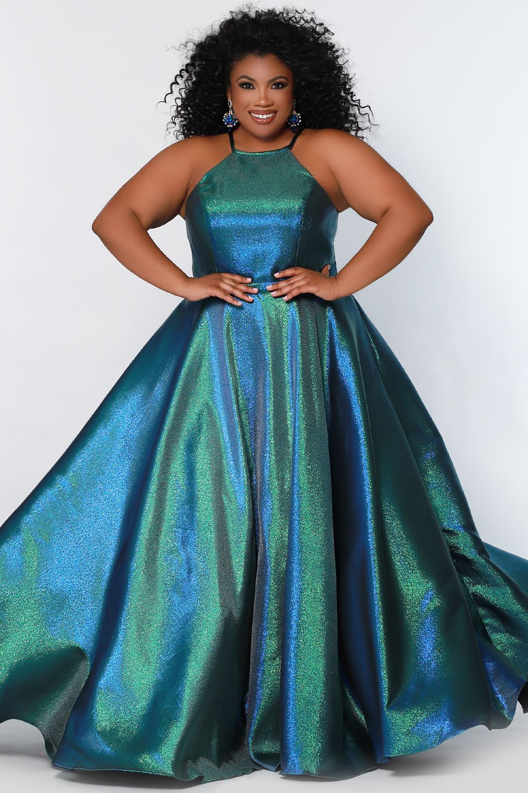 Blue plus size hot sale prom dress