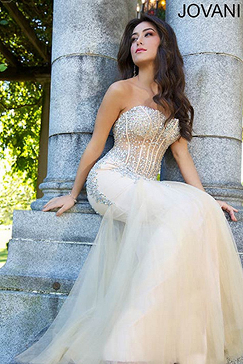 White prom hotsell dress with rhinestones