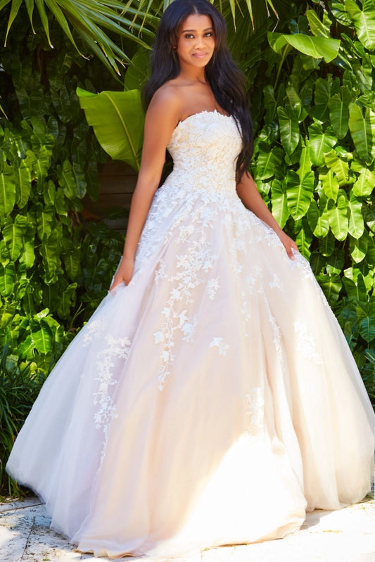 Stella H1483 by Moonlight Bridal Delicate Lace Scalloped Illusion Train  Mermaid Wedding Gown