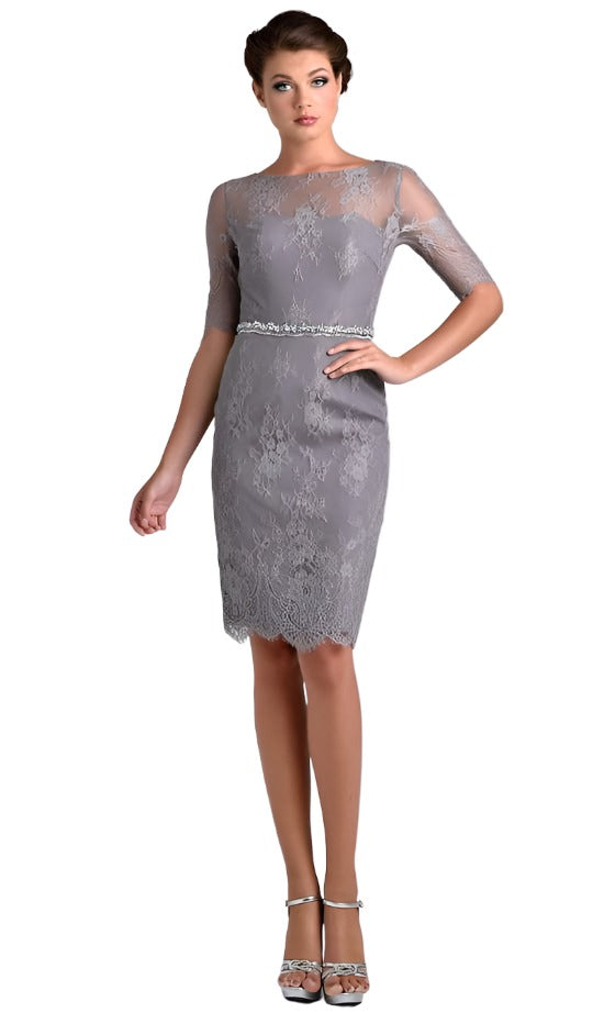 Grey cocktail dress with sleeves best sale