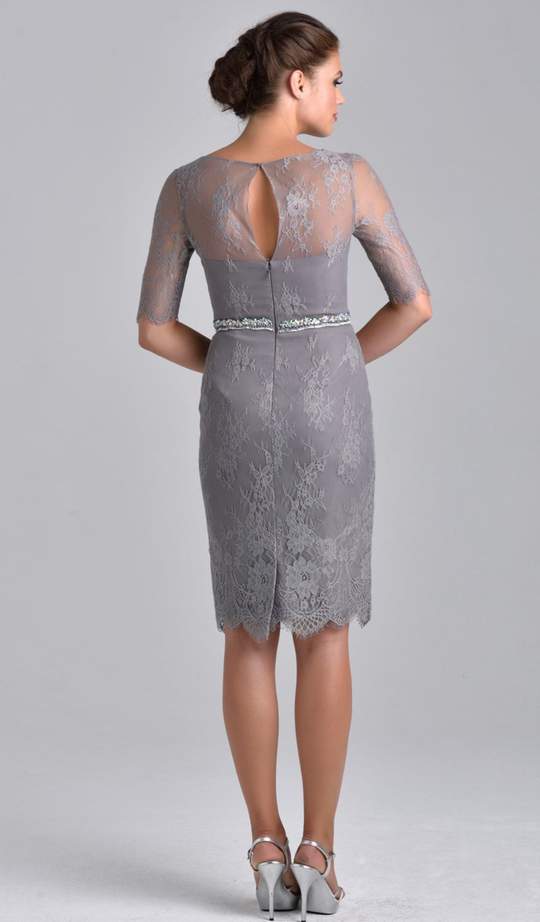 Grey cocktail shop dress with sleeves