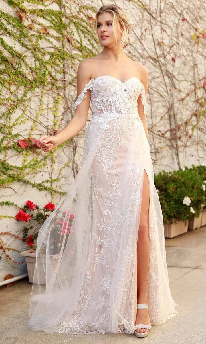 Lace Champagne Bridal Dress Wedding Gowns Off the Shoulder