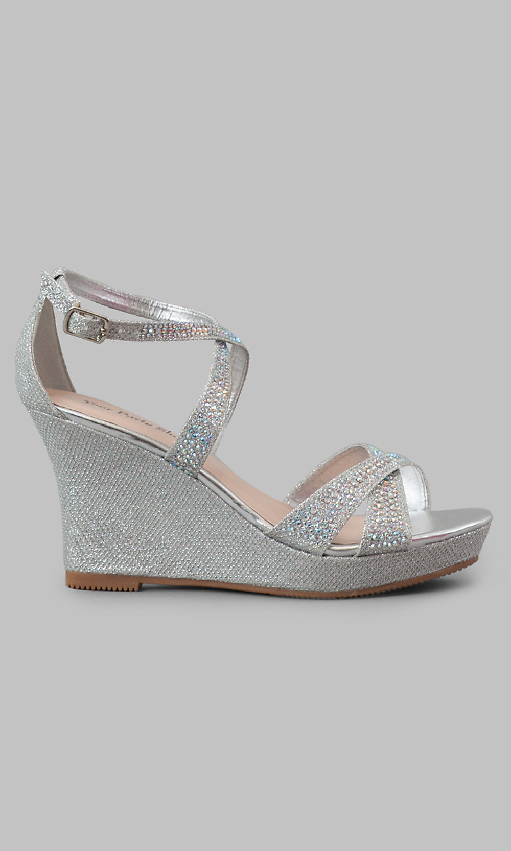 Silver dress shoes hot sale with wedge heels