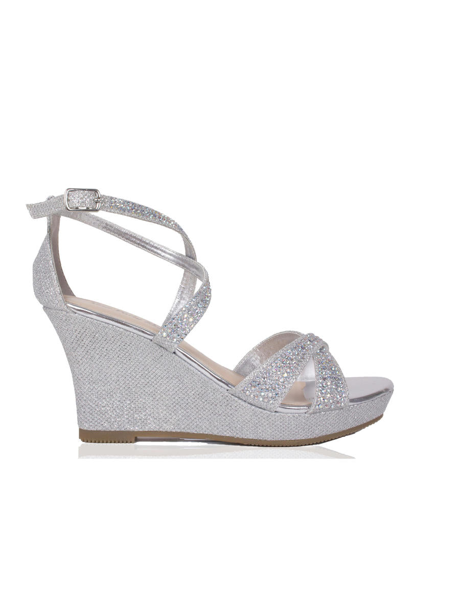 Silver glitter wedge store shoes